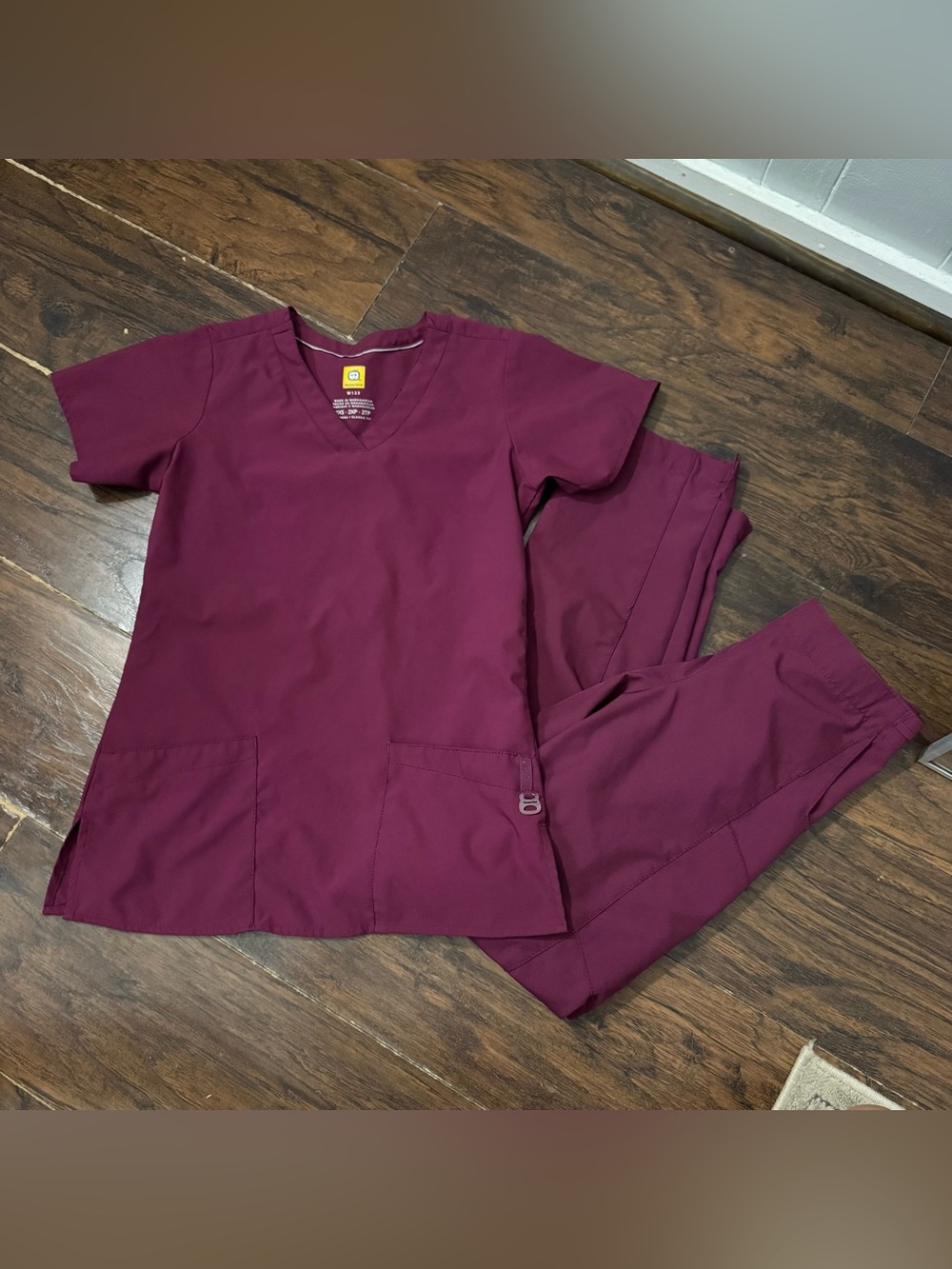 WonderWink Maroon Medical Scrub Top & Pants Set